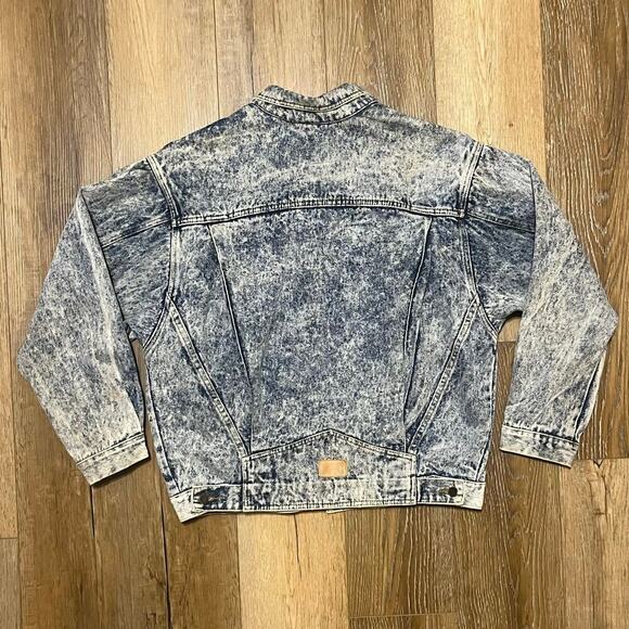 VTG URBAN EQUIPMENT Denim Bomber Jacket Size Lg Acid Wash 80s Blue Jean Retro - Picture 8 of 11